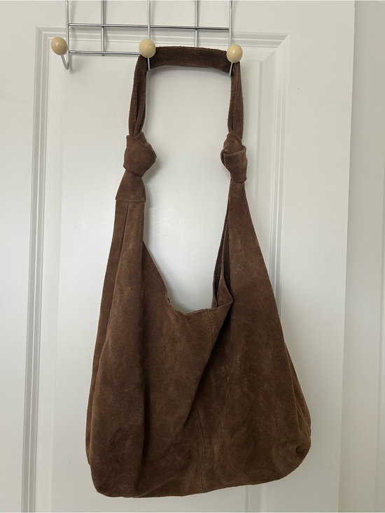 Brandy Melville Handbags - Brandy Melville Brown Suede Knot-Handle Hobo Bag